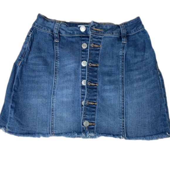 PACSUN Denim Raw Hem Button Front Skirt - Sz 23 - Picture 1 of 4